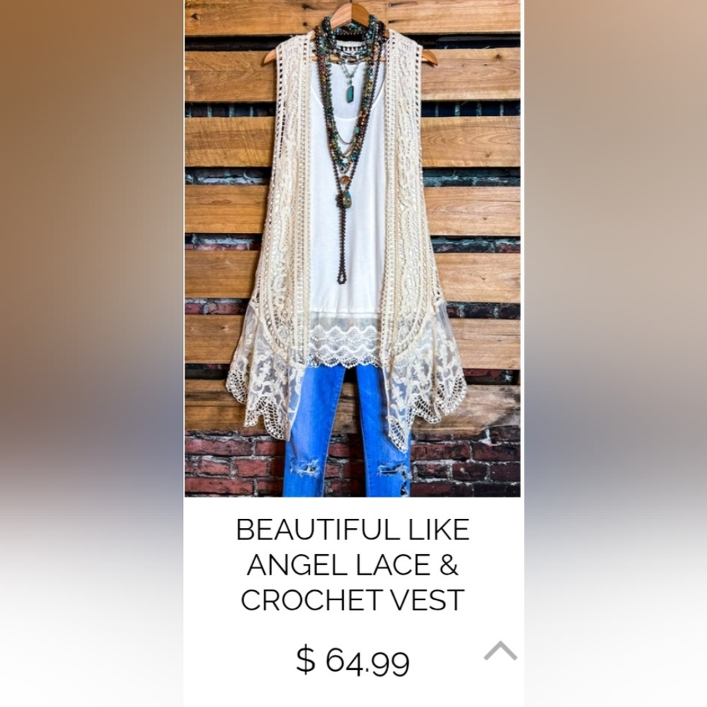 Cream Lace and Crochet Vest